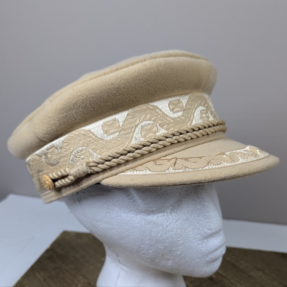 Lack of Color Riviera Hat Beige Captain Cap Size Small 55cm Terelyne Rayon - Picture 9 of 9